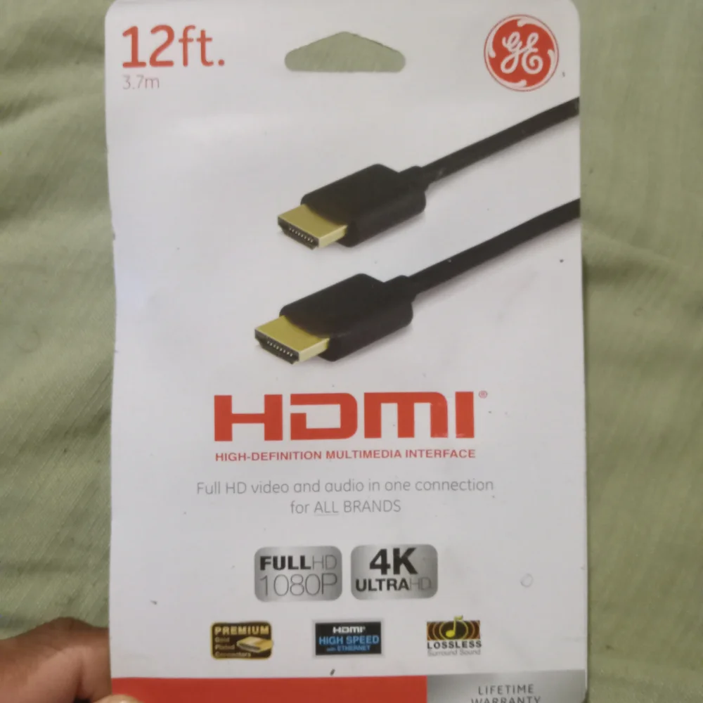 12ft Black HDMI Cable - Full HD 1080p / 4K Ultra HD